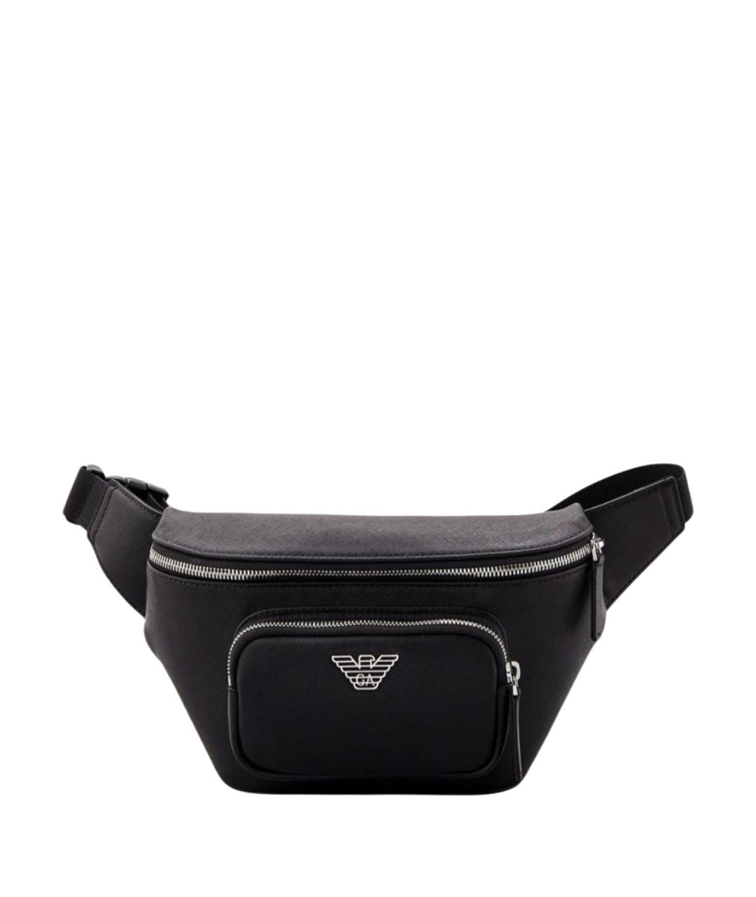 EMPORIO ARMANI Черная поясная сумка из искусственной кожи, фото 1