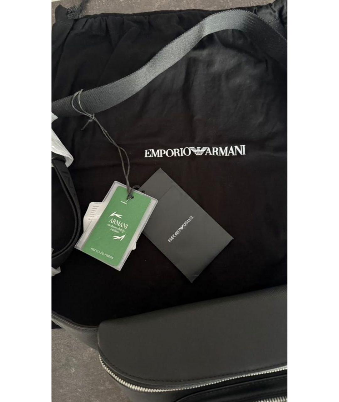 EMPORIO ARMANI Черная поясная сумка из искусственной кожи, фото 7