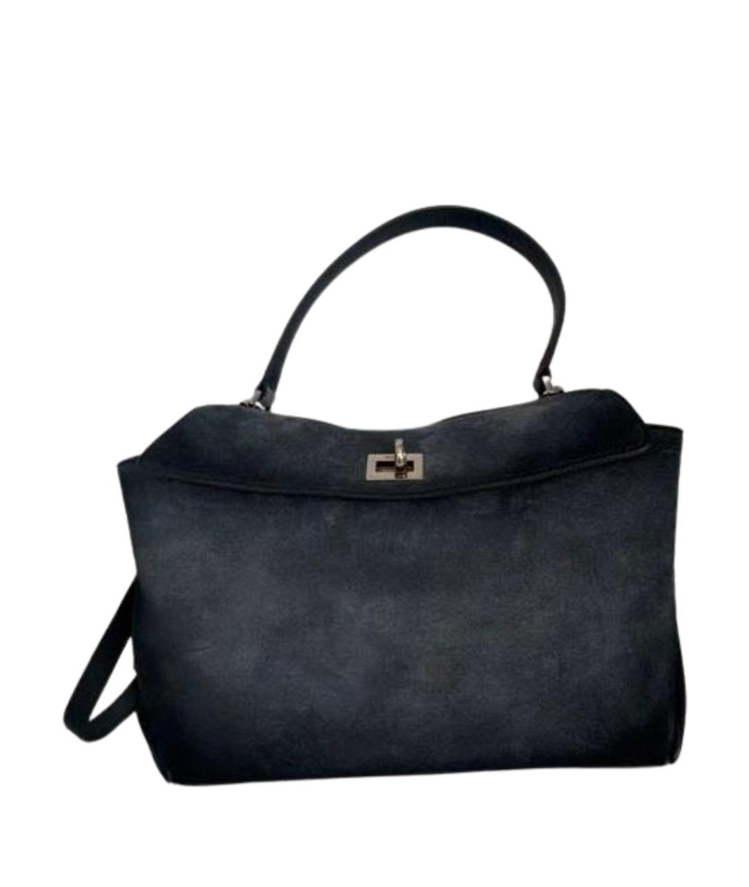 BALENCIAGA Темно-синяя замшевая сумка с короткими ручками, фото 1