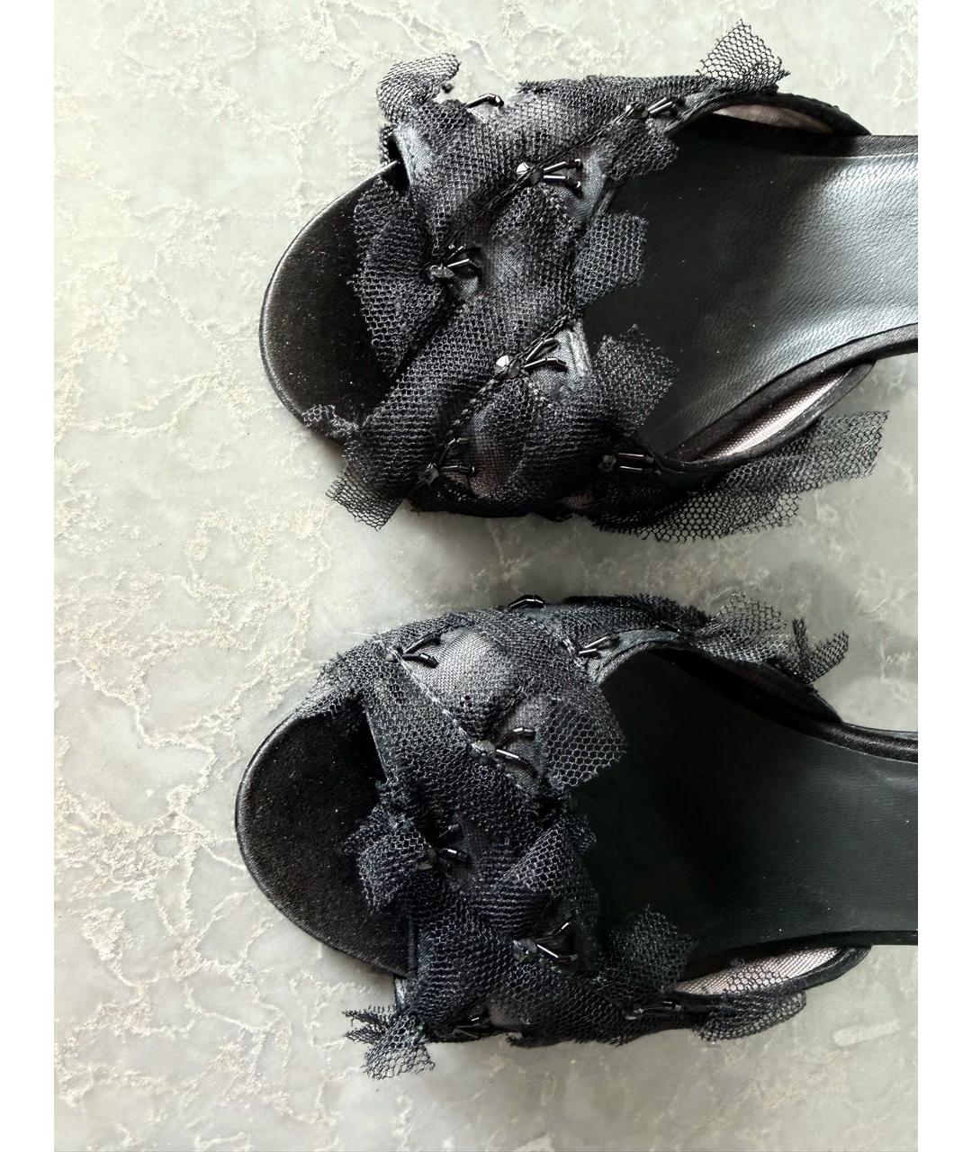 CHANEL Черные текстильные босоножки, фото 4