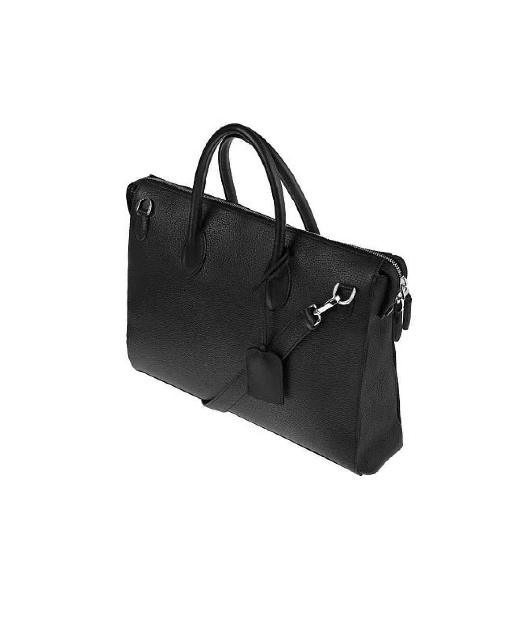 SANTONI Черный кожаный портфель, фото 7