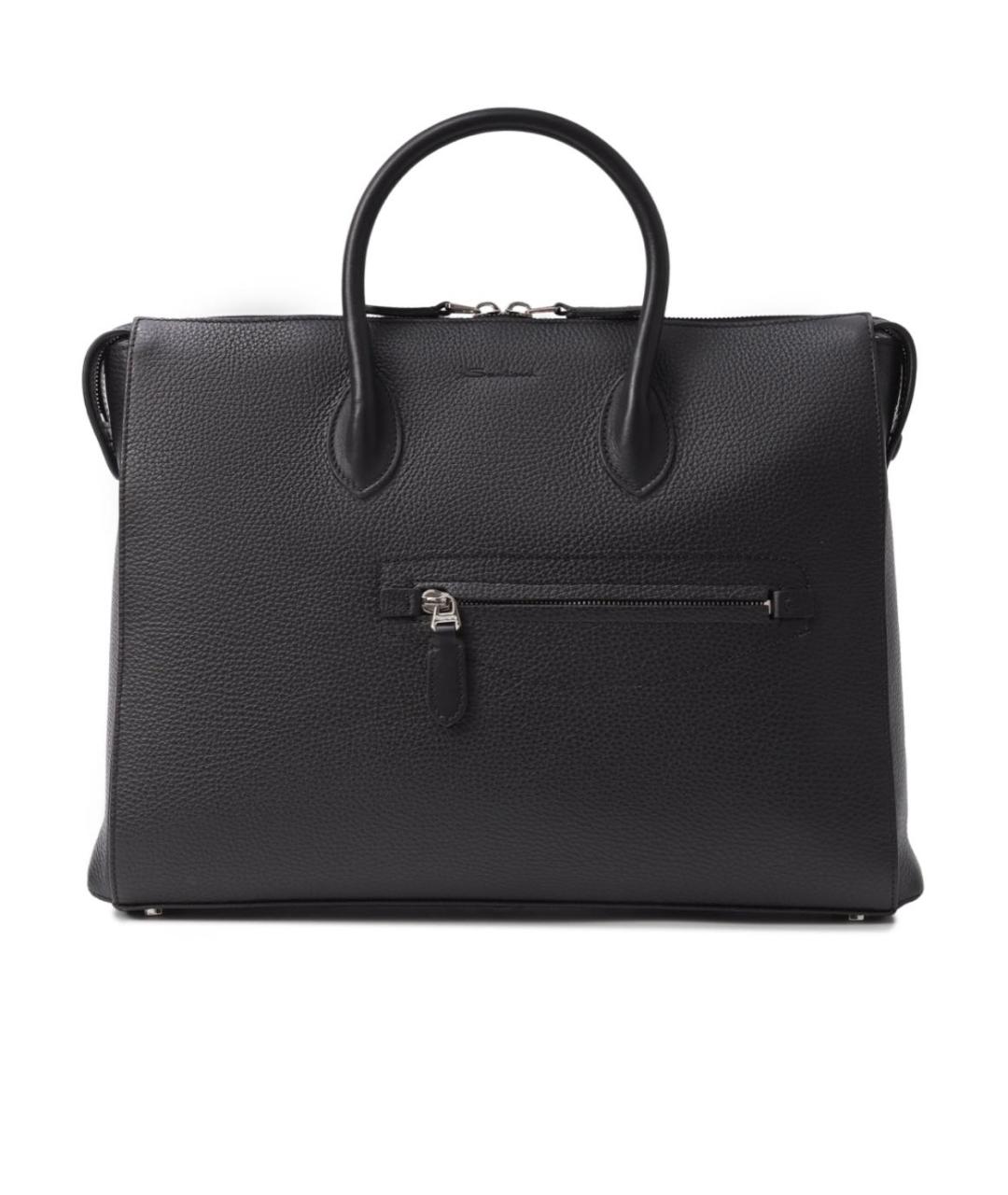 SANTONI Черный кожаный портфель, фото 2
