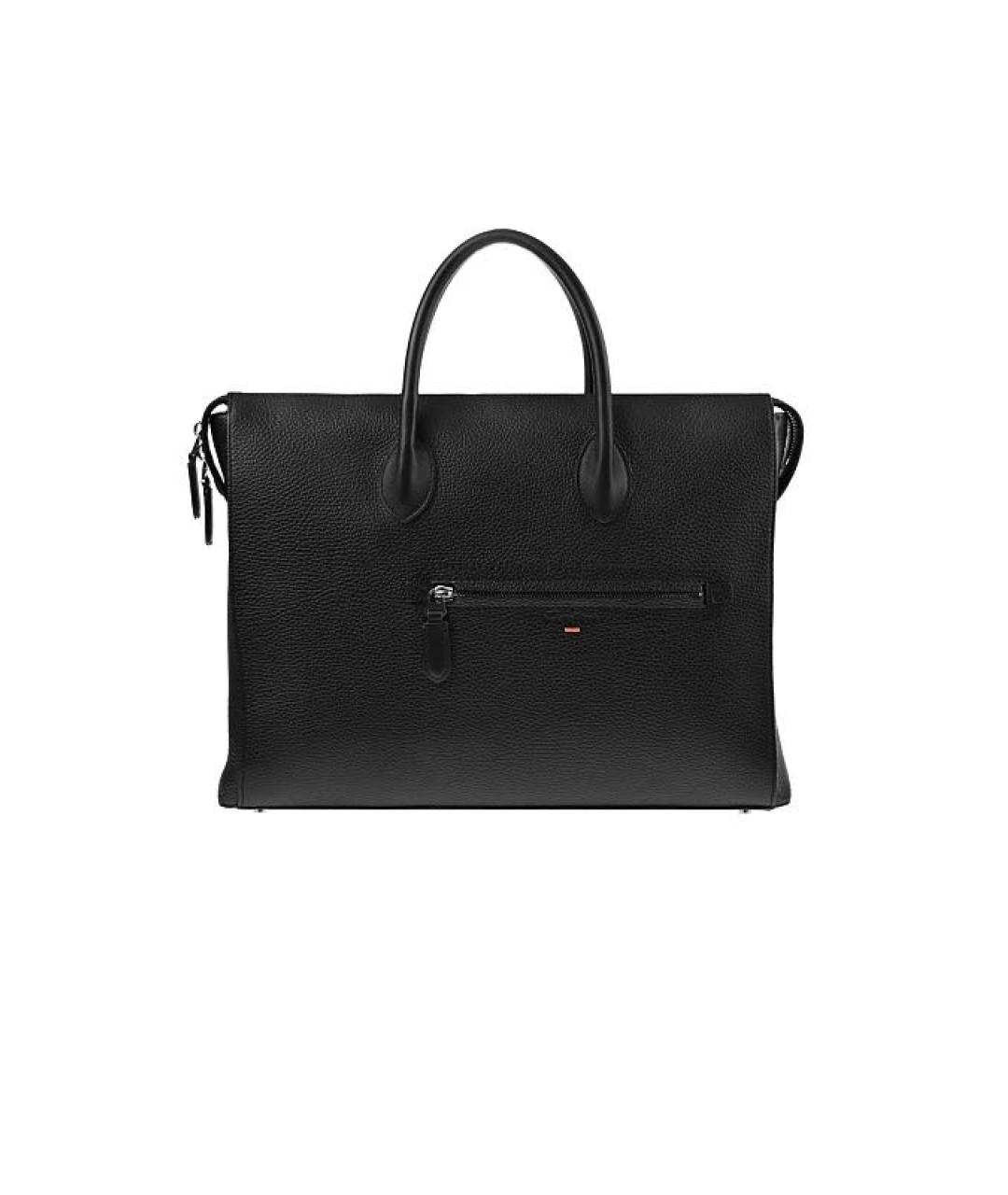 SANTONI Черный кожаный портфель, фото 5