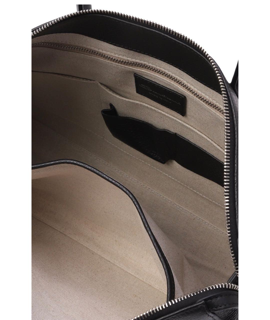 SANTONI Черный кожаный портфель, фото 4