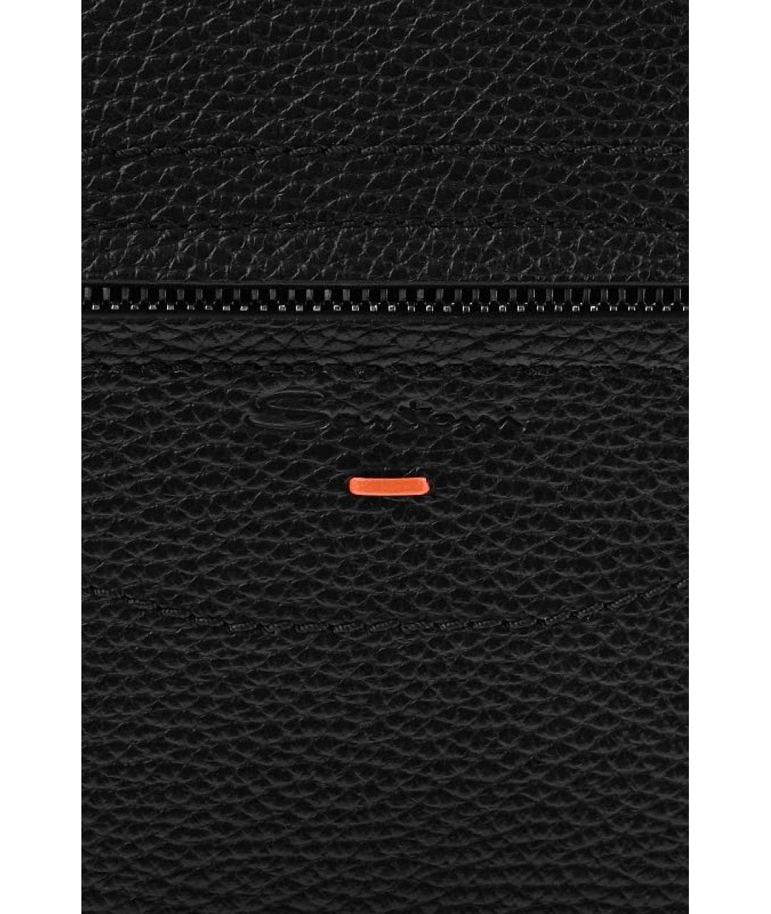 SANTONI Черный кожаный портфель, фото 8