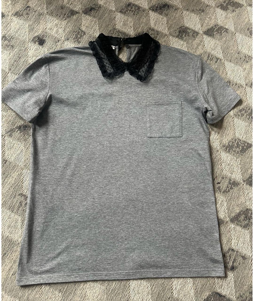 MIU MIU Серая хлопко-эластановая футболка, фото 9