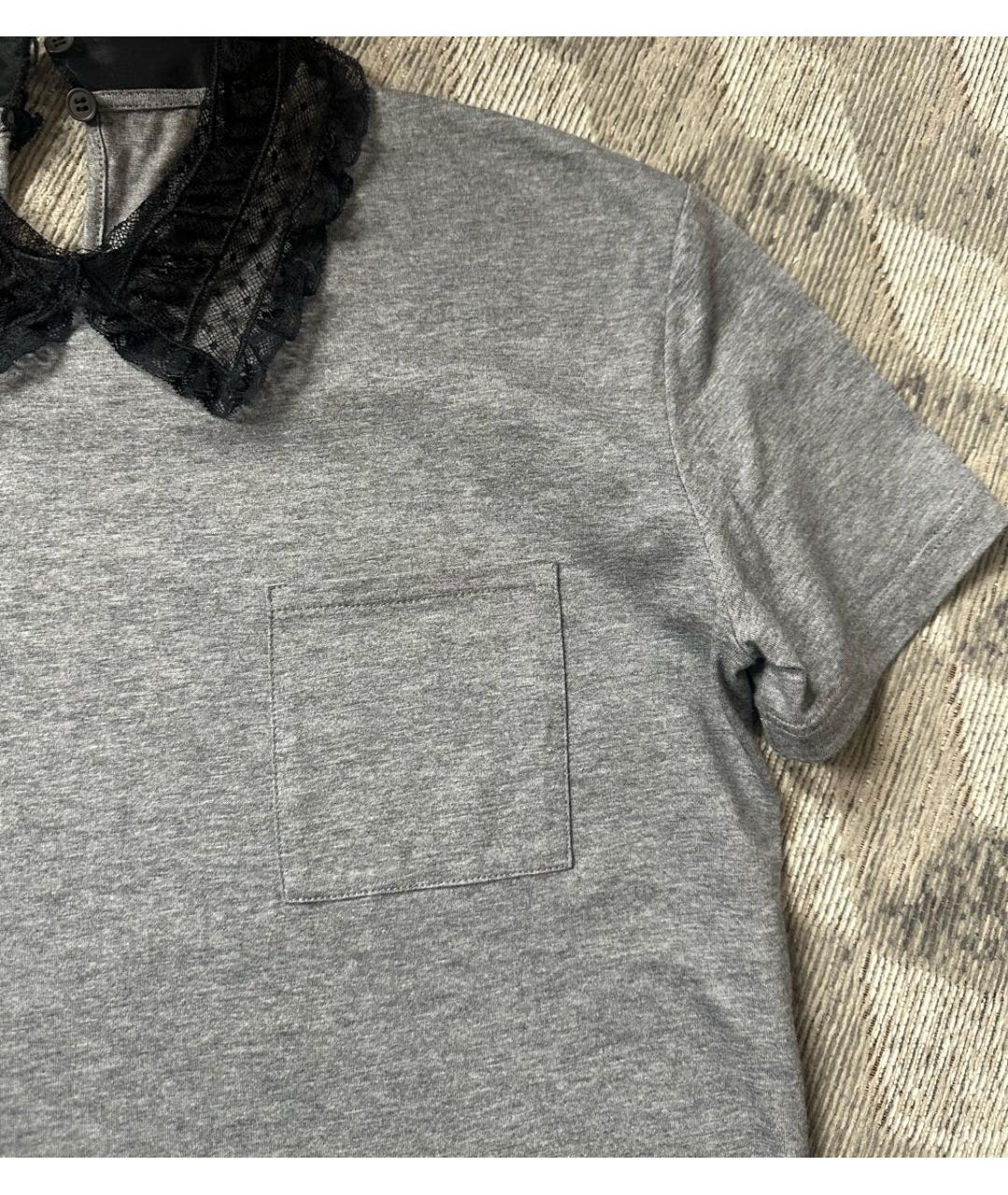 MIU MIU Серая хлопко-эластановая футболка, фото 8