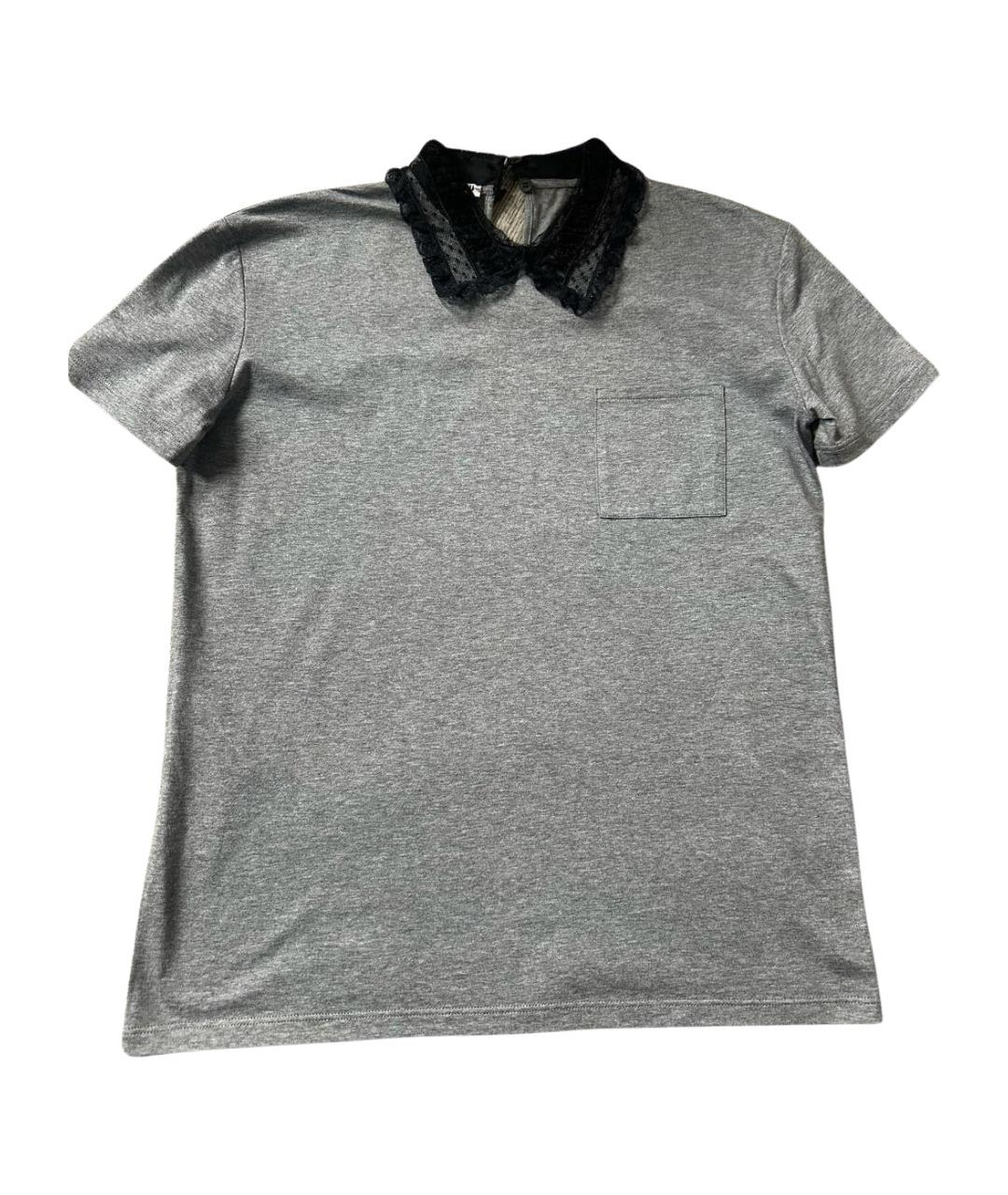 MIU MIU Серая хлопко-эластановая футболка, фото 1