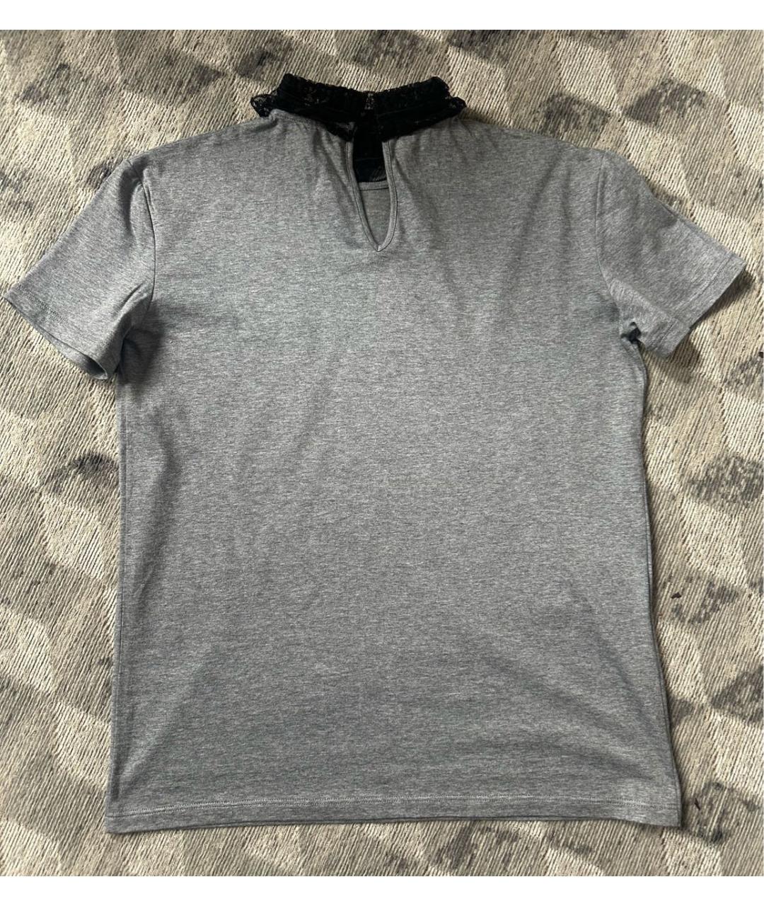 MIU MIU Серая хлопко-эластановая футболка, фото 2