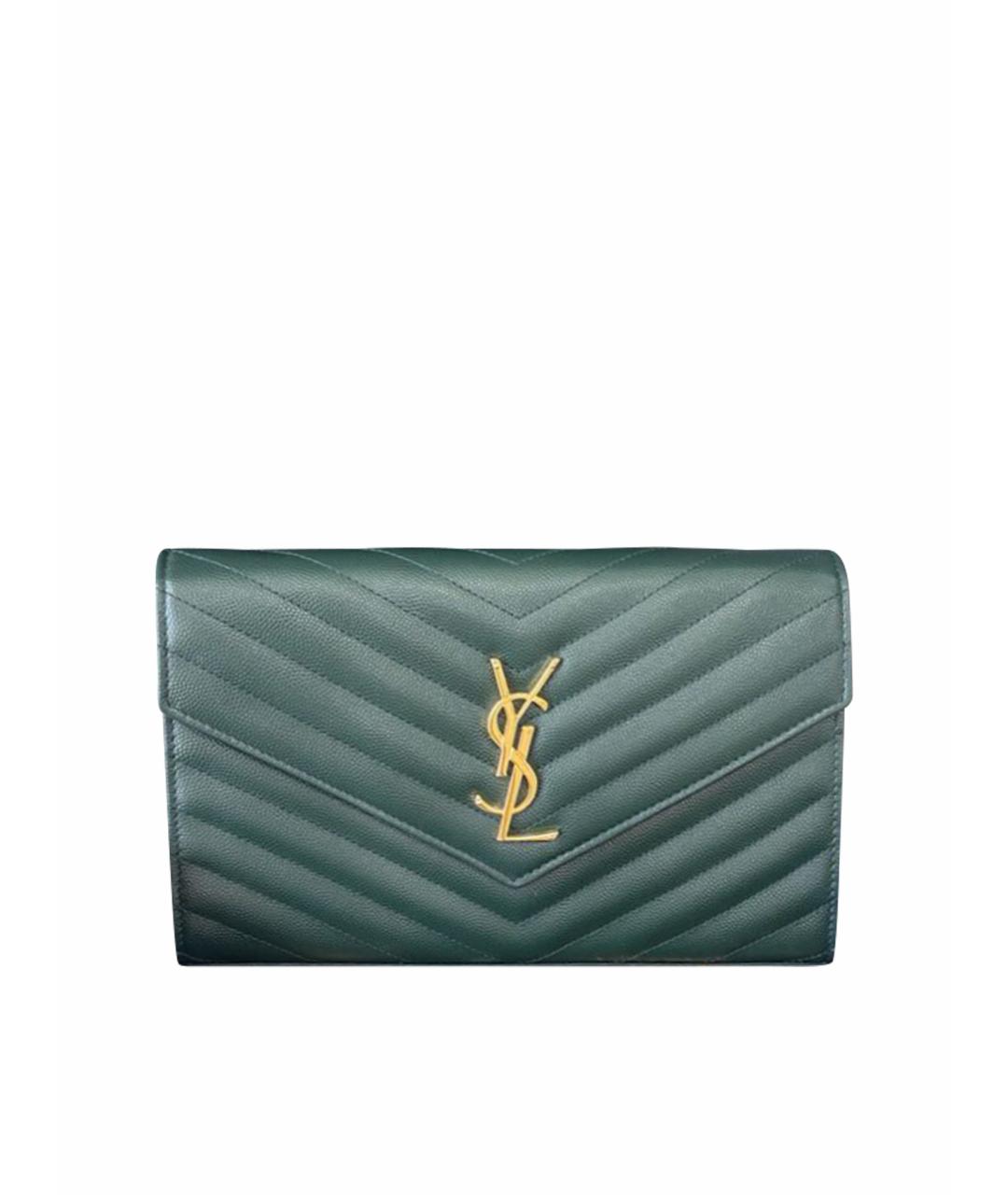 SAINT LAURENT Зеленая кожаная сумка через плечо, фото 1