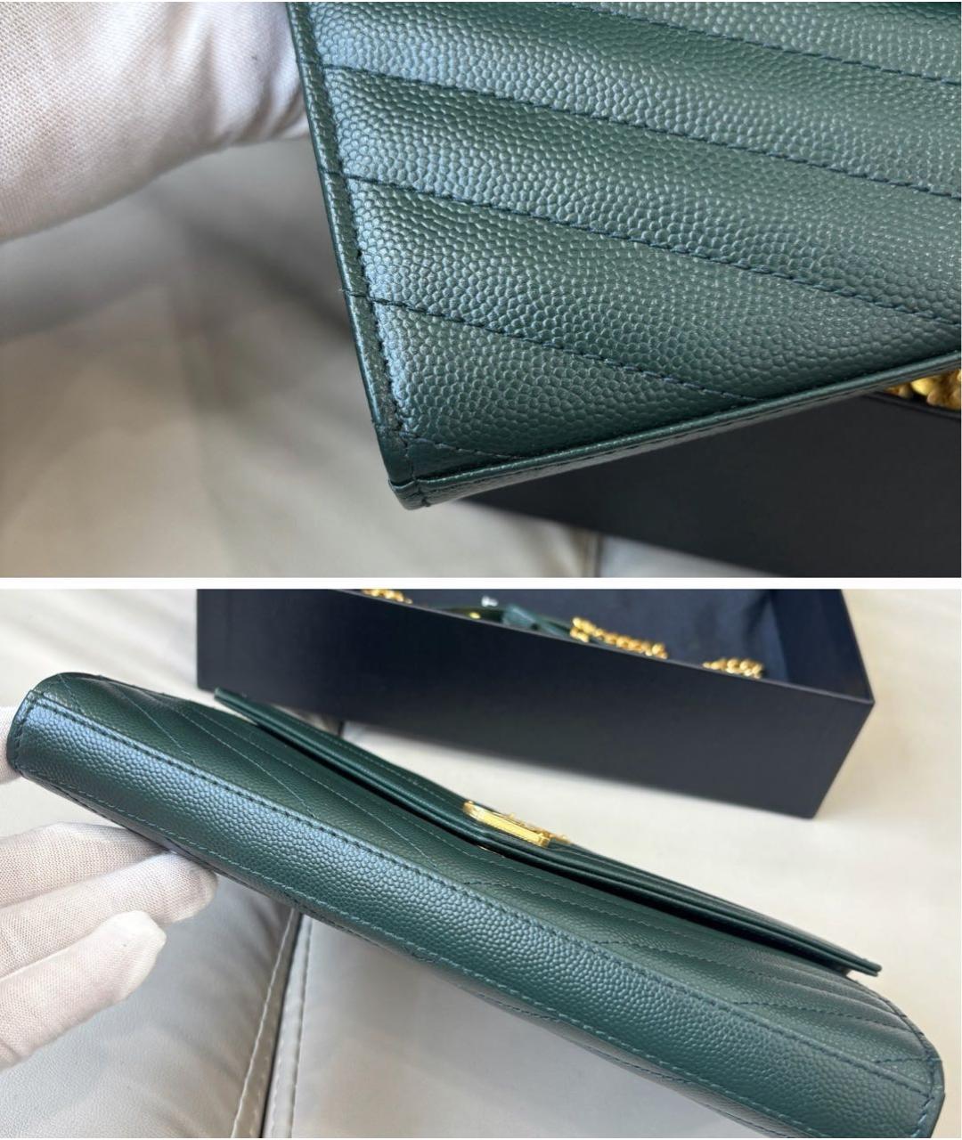 SAINT LAURENT Зеленая кожаная сумка через плечо, фото 7