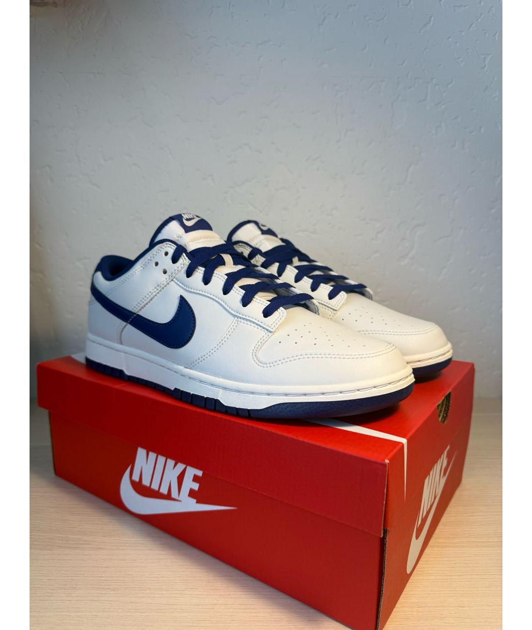 NIKE Белые кожаные низкие кроссовки / кеды, фото 5