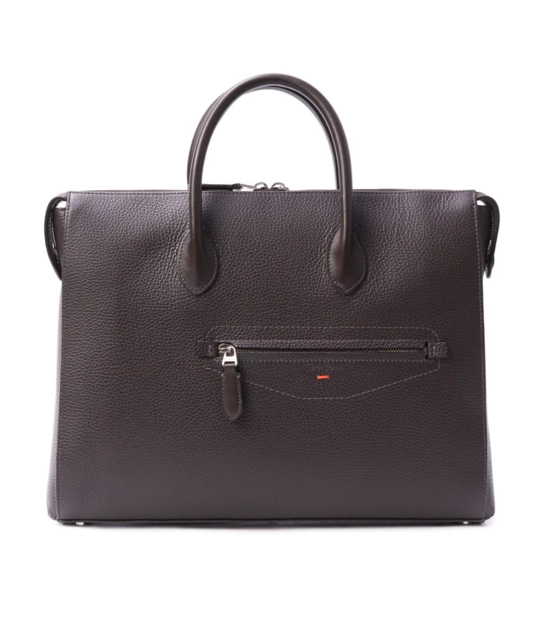 SANTONI Коричневый кожаный портфель, фото 1