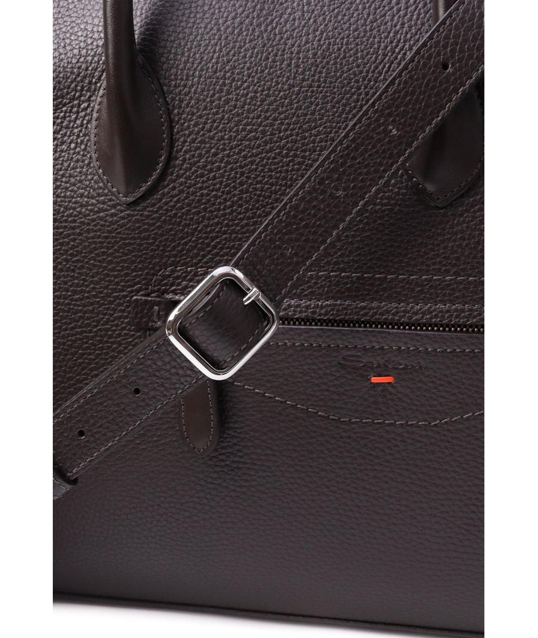 SANTONI Коричневый кожаный портфель, фото 3