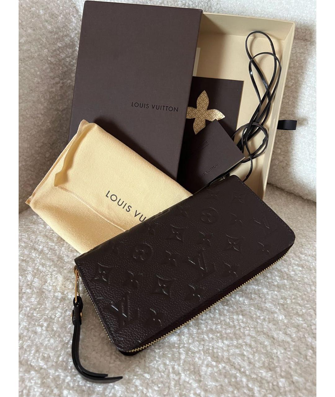 LOUIS VUITTON Коричневый кожаный кошелек, фото 2