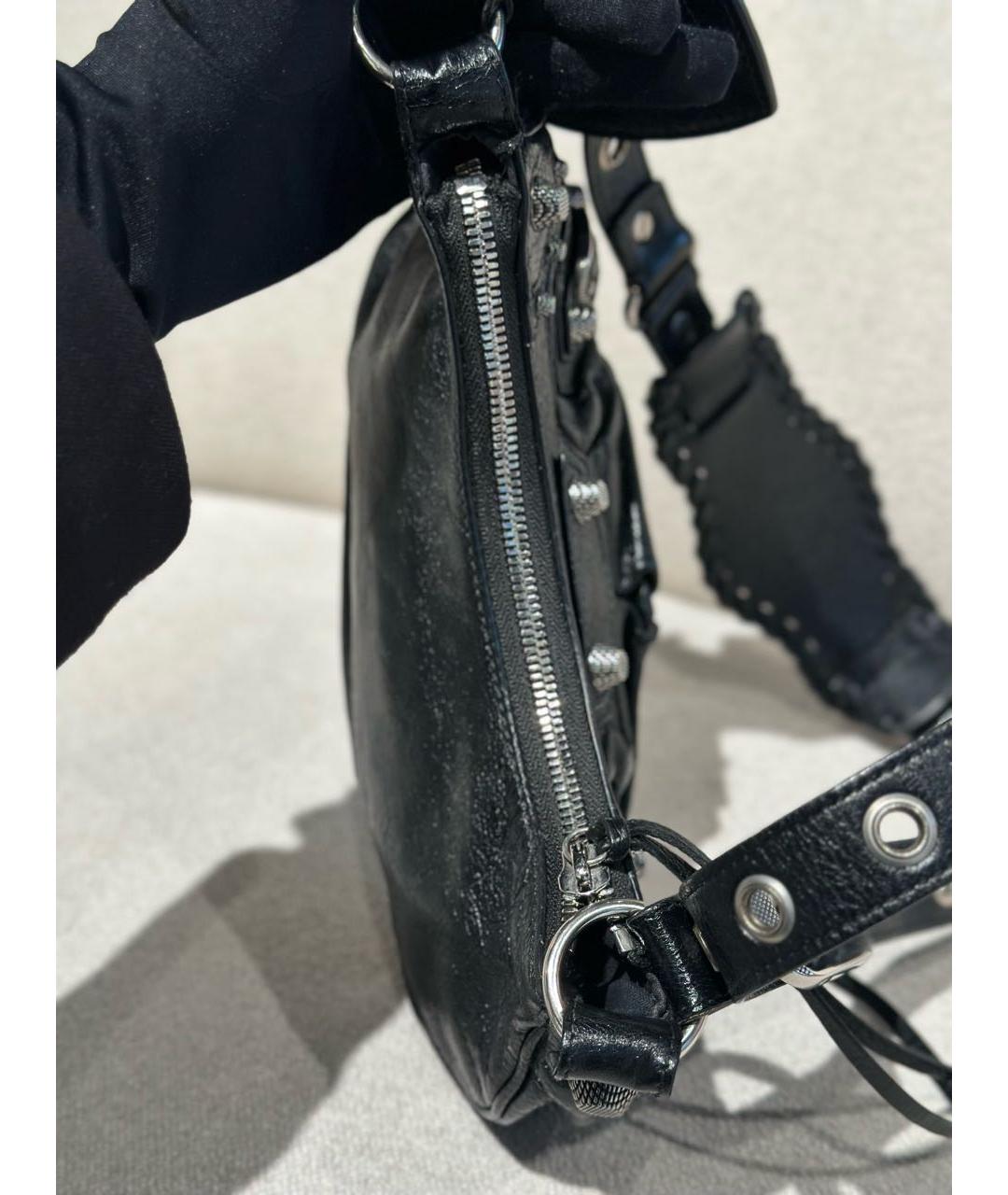 BALENCIAGA Черная кожаная сумка через плечо, фото 6