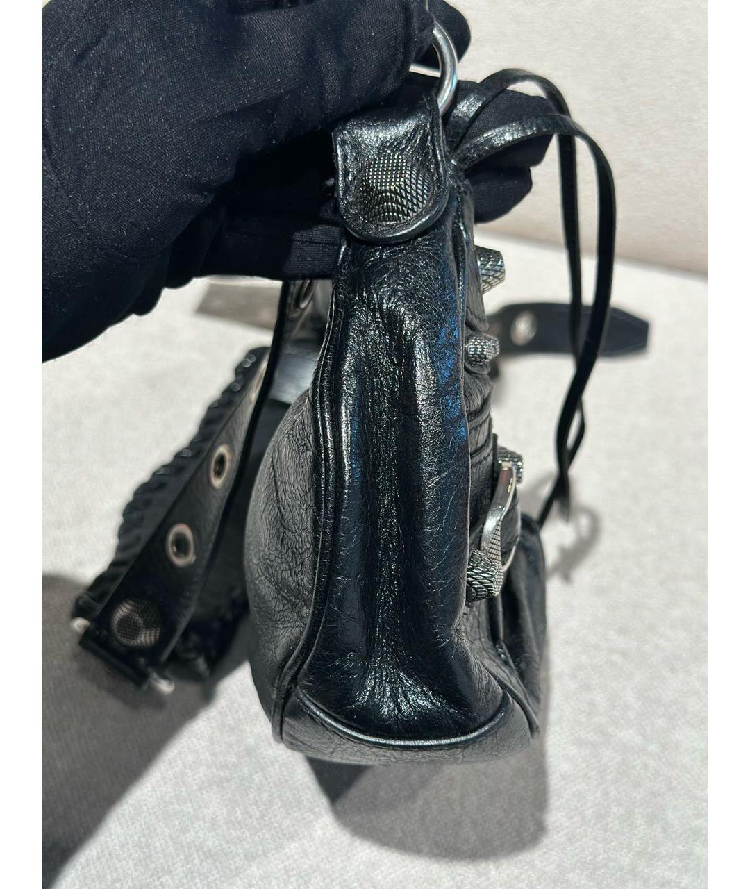 BALENCIAGA Черная кожаная сумка через плечо, фото 4