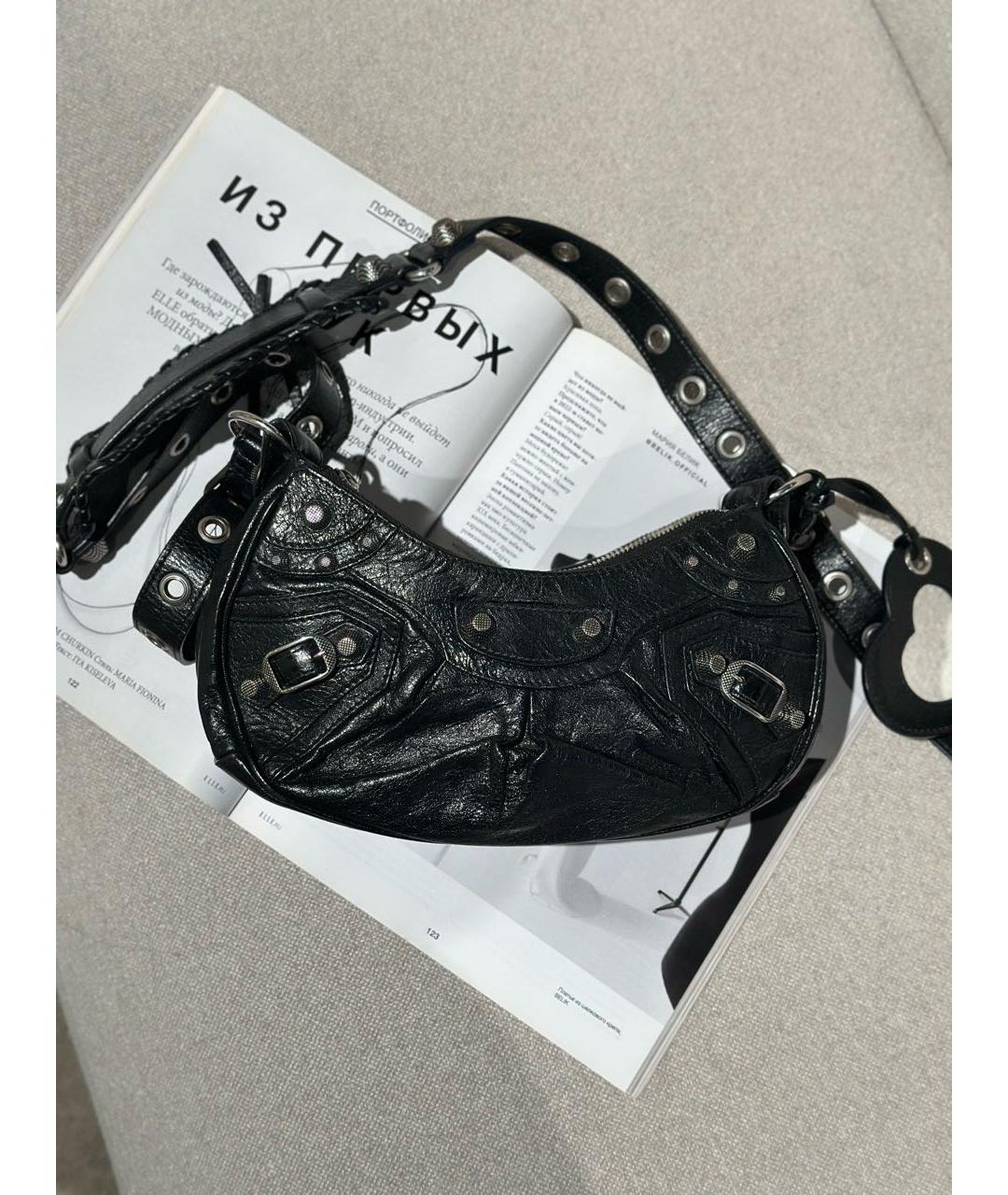 BALENCIAGA Черная кожаная сумка через плечо, фото 9