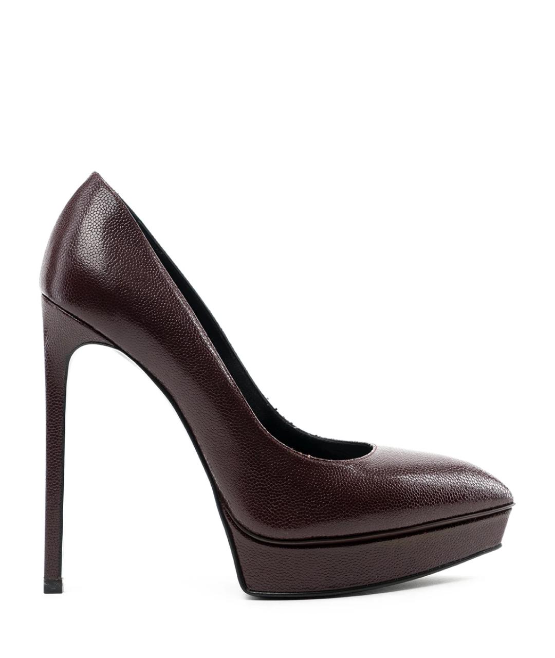 SAINT LAURENT Бордовые кожаные туфли, фото 1