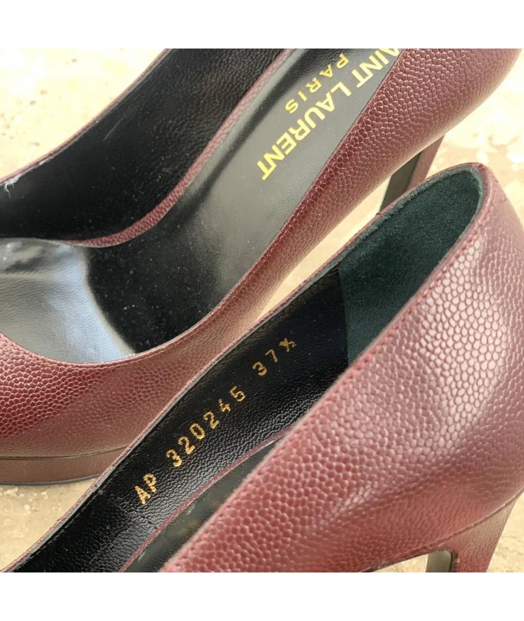 SAINT LAURENT Бордовые кожаные туфли, фото 7