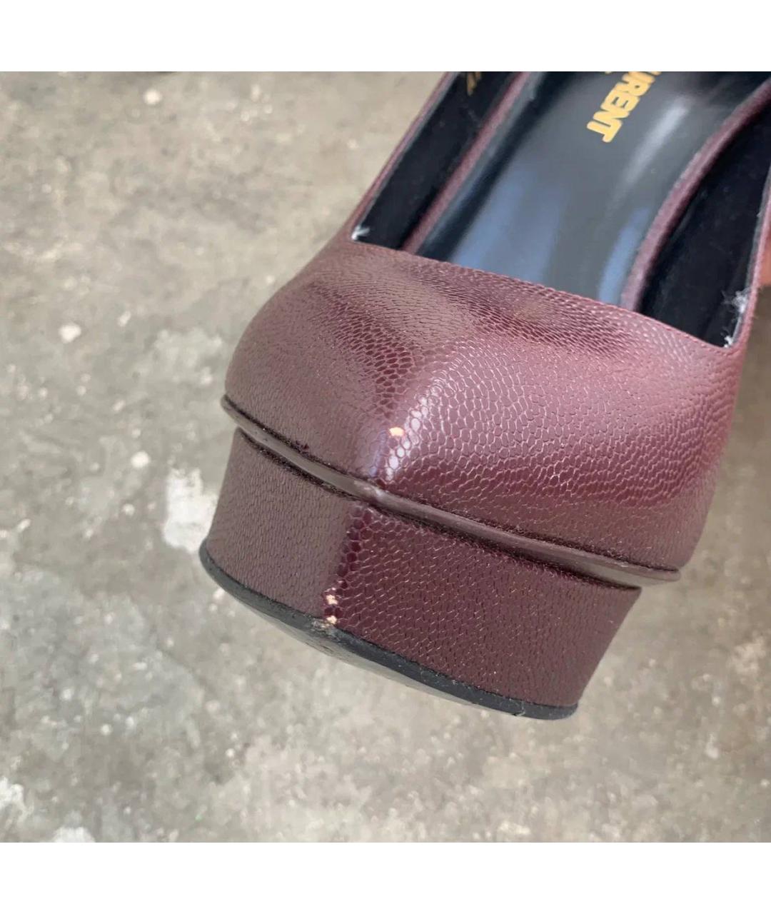 SAINT LAURENT Бордовые кожаные туфли, фото 5