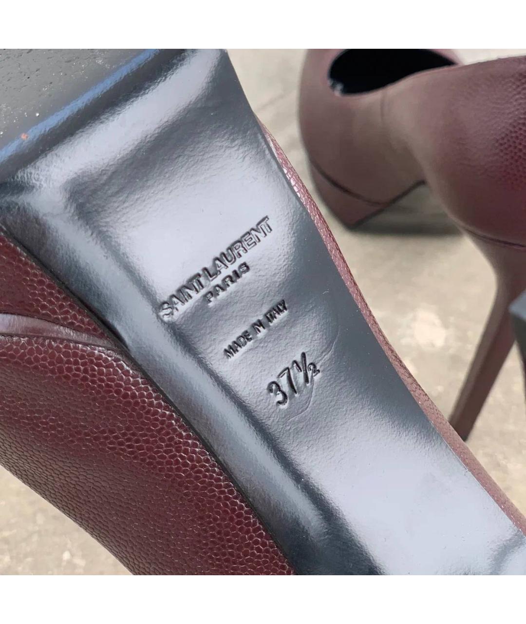 SAINT LAURENT Бордовые кожаные туфли, фото 3