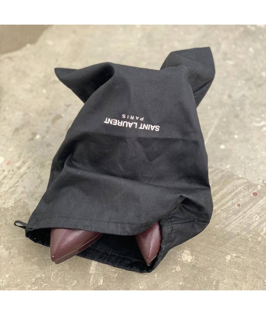 SAINT LAURENT Бордовые кожаные туфли, фото 8