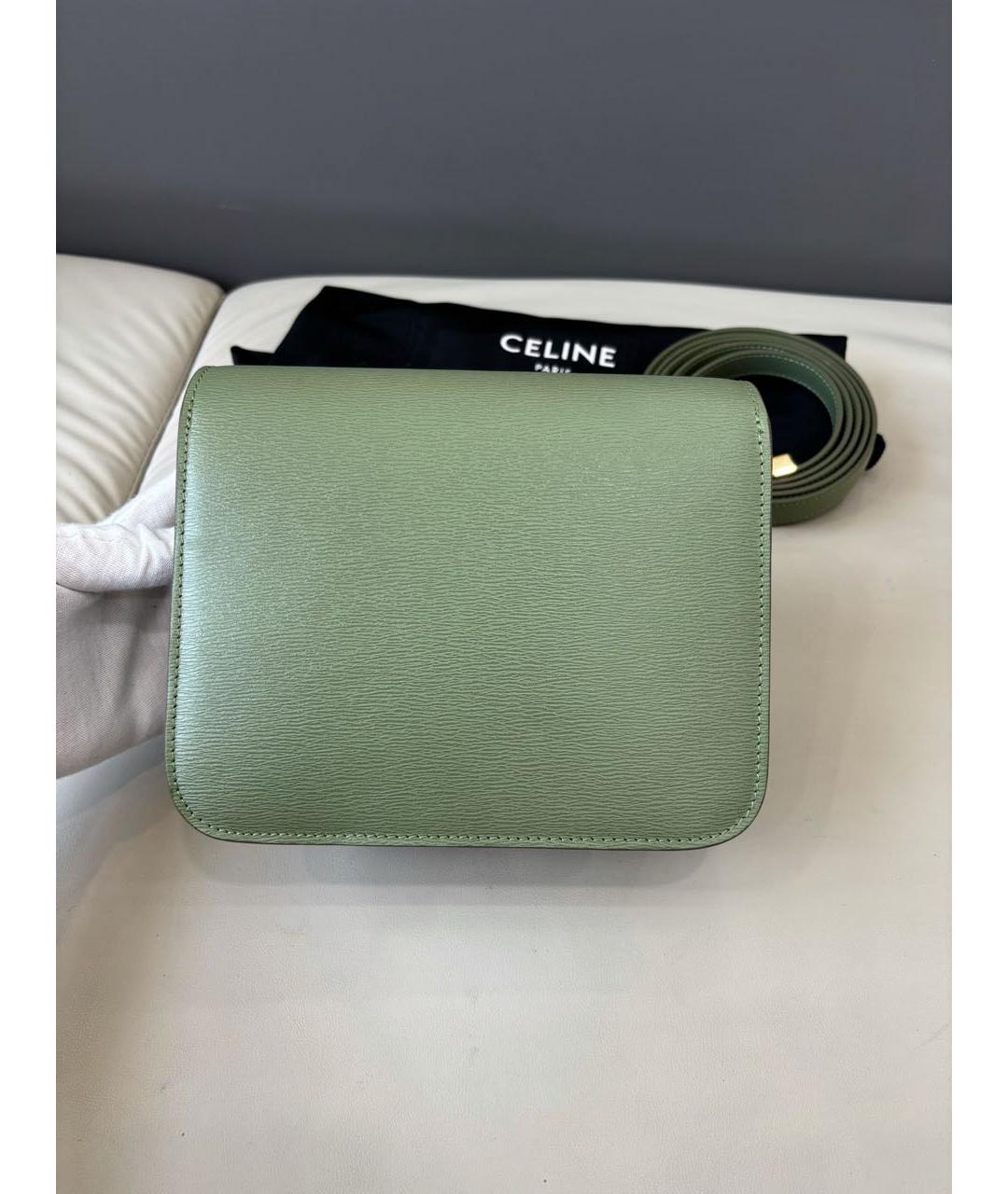 CELINE Зеленая кожаная сумка через плечо, фото 3