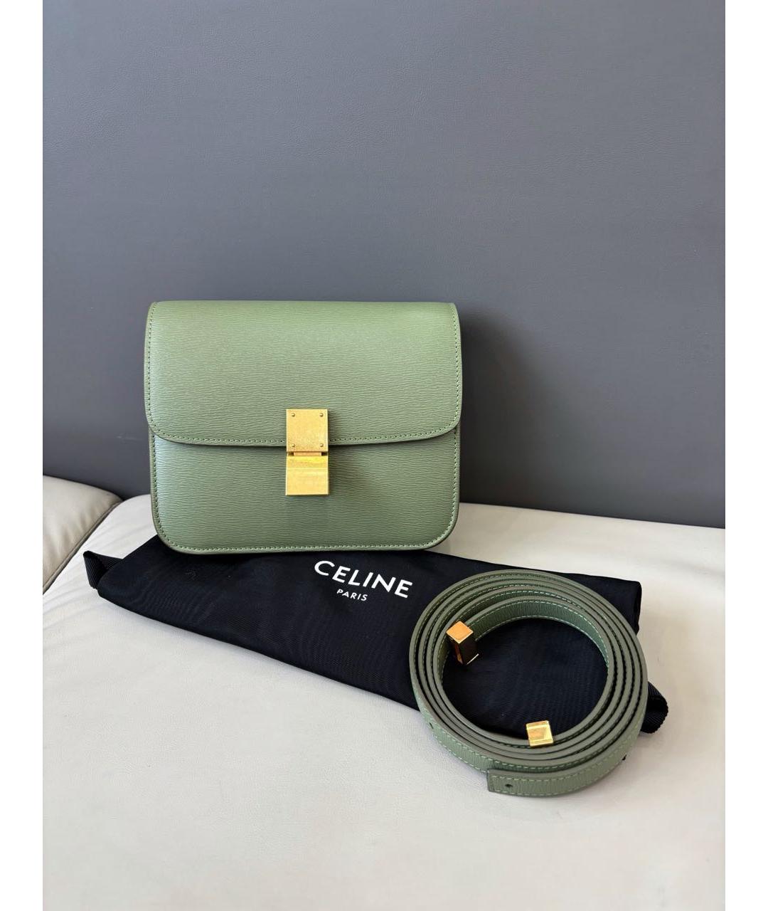 CELINE Зеленая кожаная сумка через плечо, фото 2