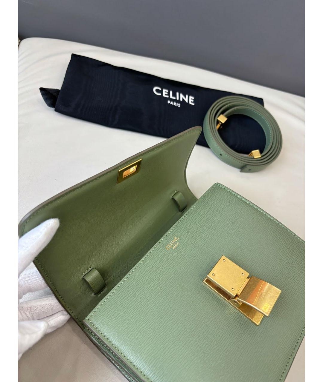 CELINE Зеленая кожаная сумка через плечо, фото 6