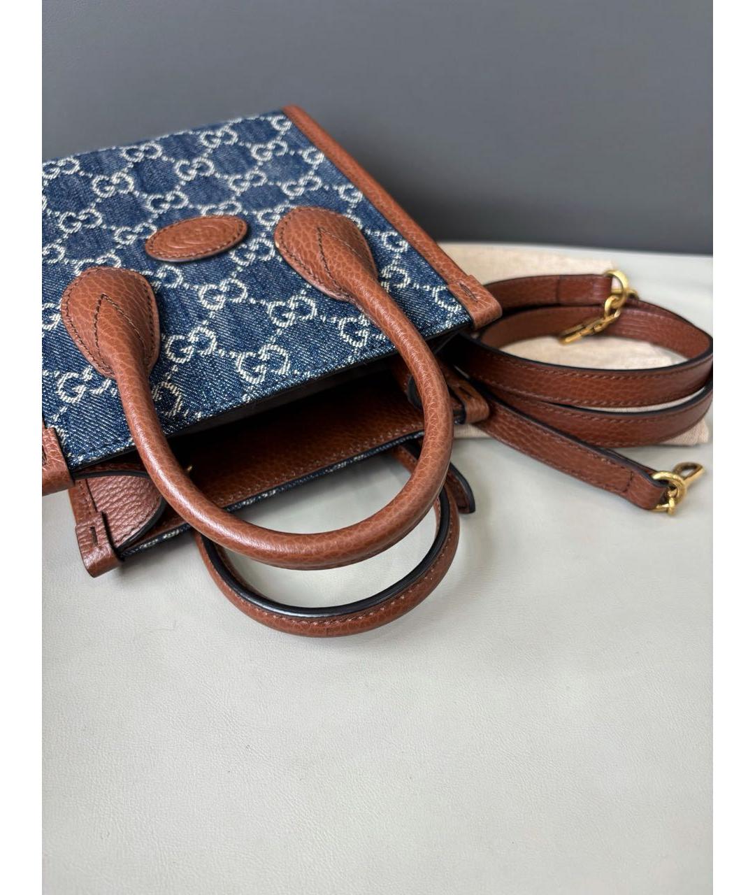 GUCCI Темно-синяя сумка с короткими ручками, фото 6