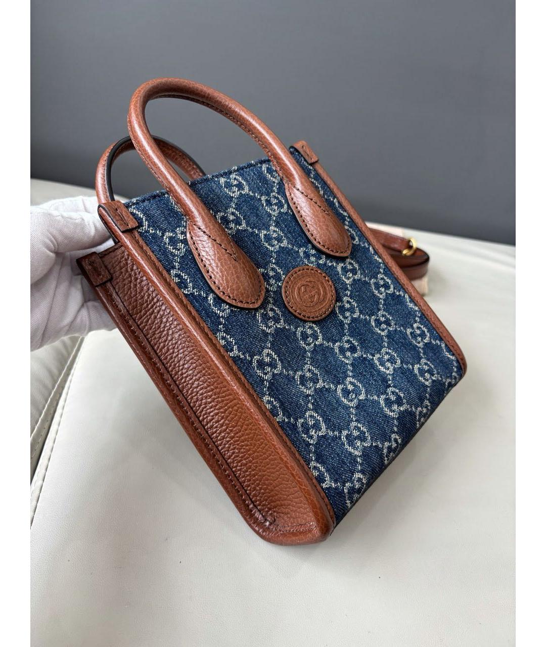 GUCCI Темно-синяя сумка с короткими ручками, фото 3