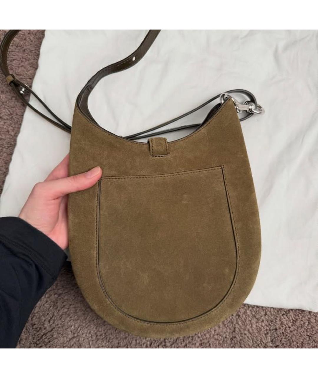 PHOEBE PHILO Хаки замшевая сумка через плечо, фото 4