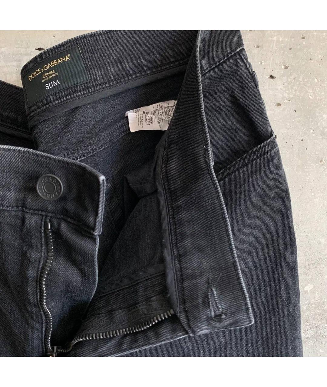 DOLCE&GABBANA Серые хлопко-эластановые прямые джинсы, фото 6