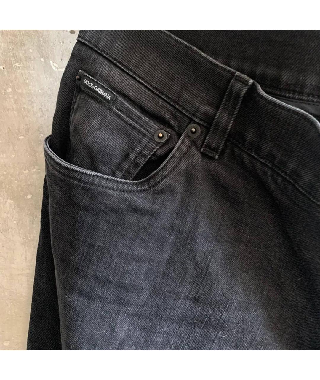 DOLCE&GABBANA Серые хлопко-эластановые прямые джинсы, фото 4