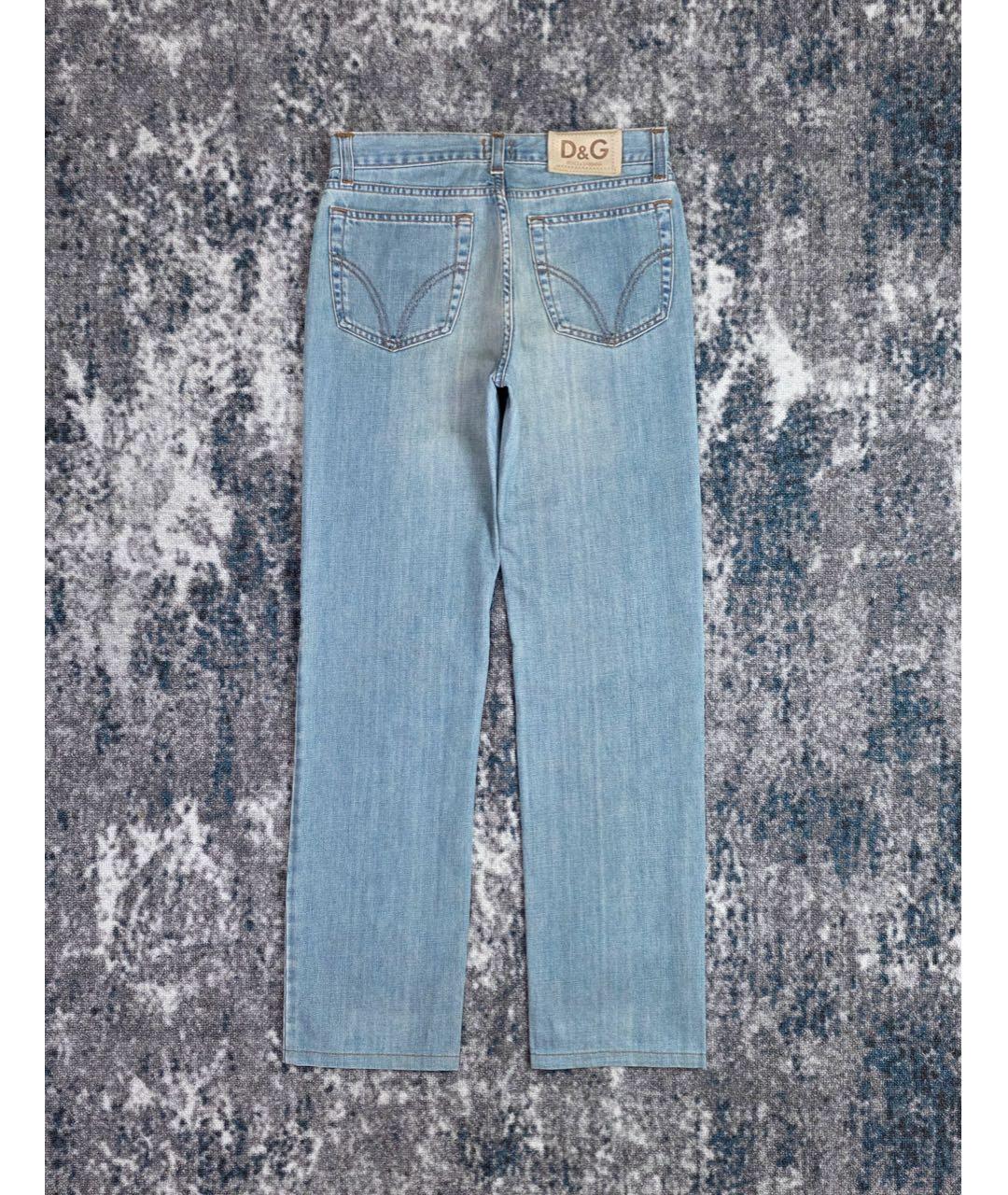DOLCE&GABBANA Голубые хлопковые прямые джинсы, фото 2