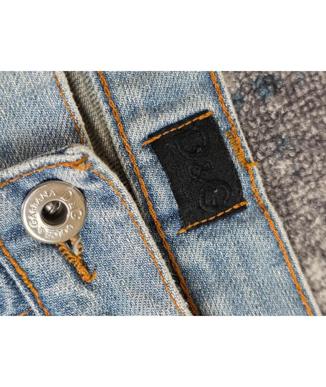 DOLCE&GABBANA Голубые хлопковые прямые джинсы, фото 6