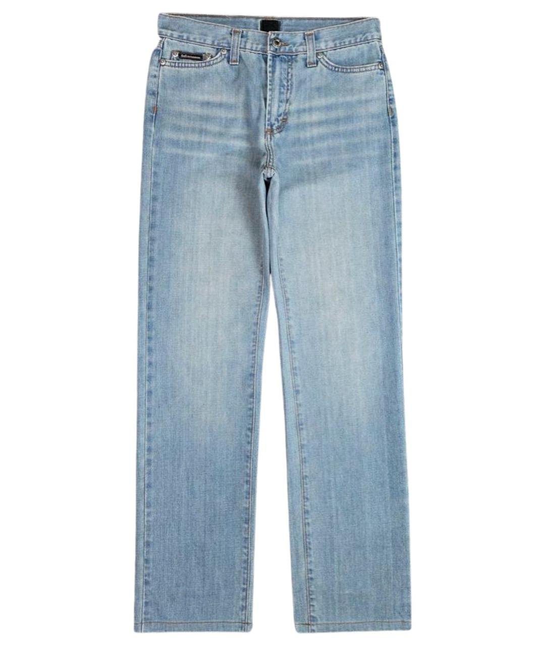 DOLCE&GABBANA Голубые хлопковые прямые джинсы, фото 1