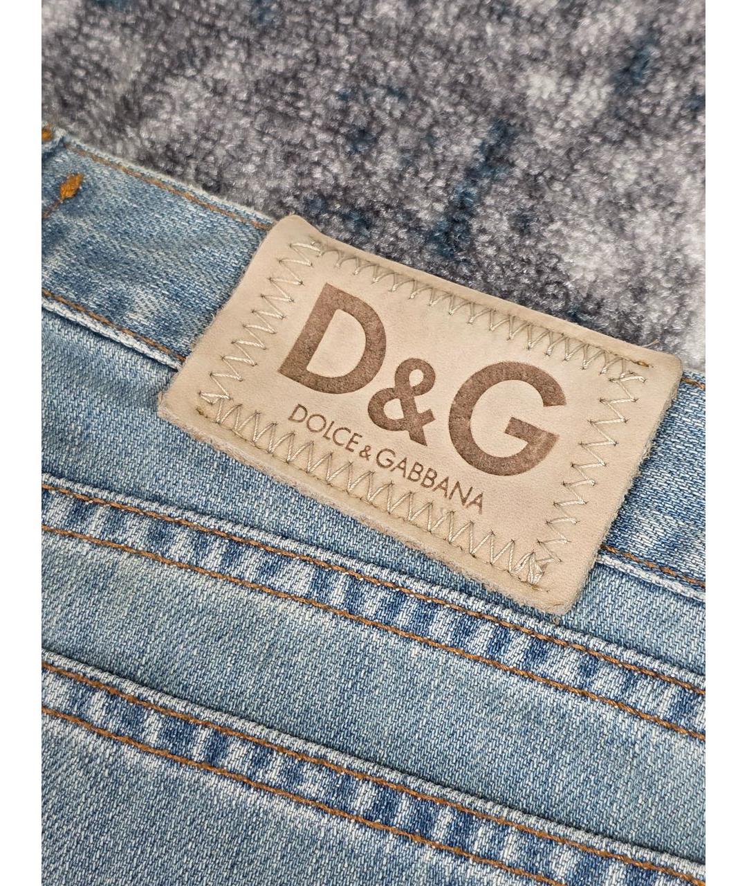 DOLCE&GABBANA Голубые хлопковые прямые джинсы, фото 5