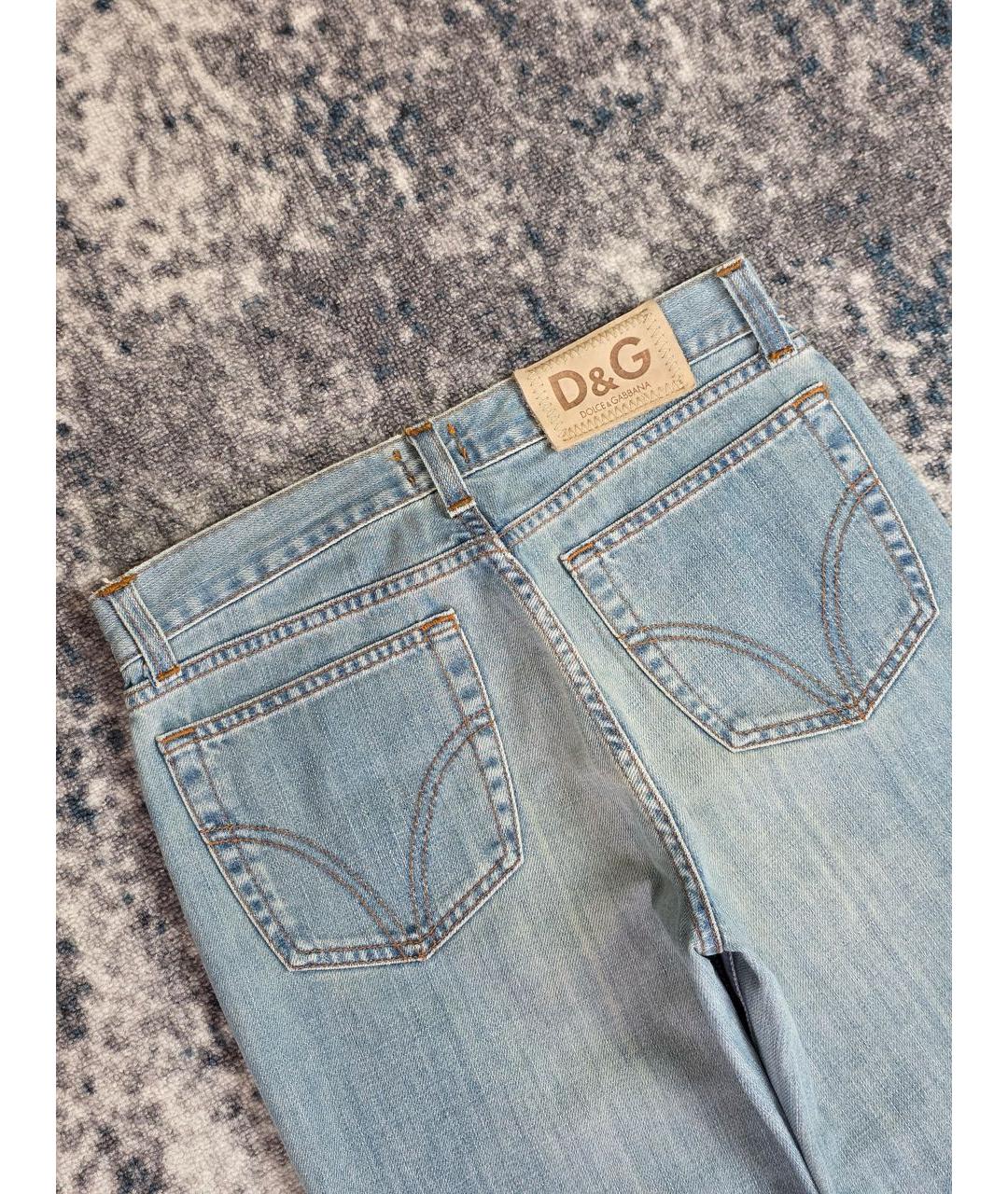 DOLCE&GABBANA Голубые хлопковые прямые джинсы, фото 4