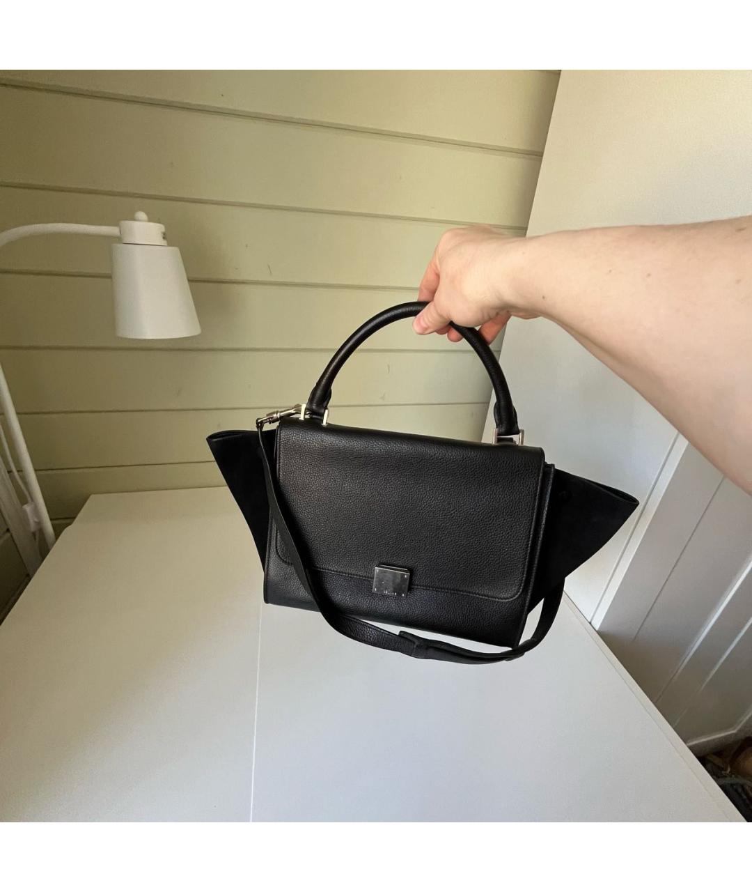 CELINE Черная кожаная сумка с короткими ручками, фото 2