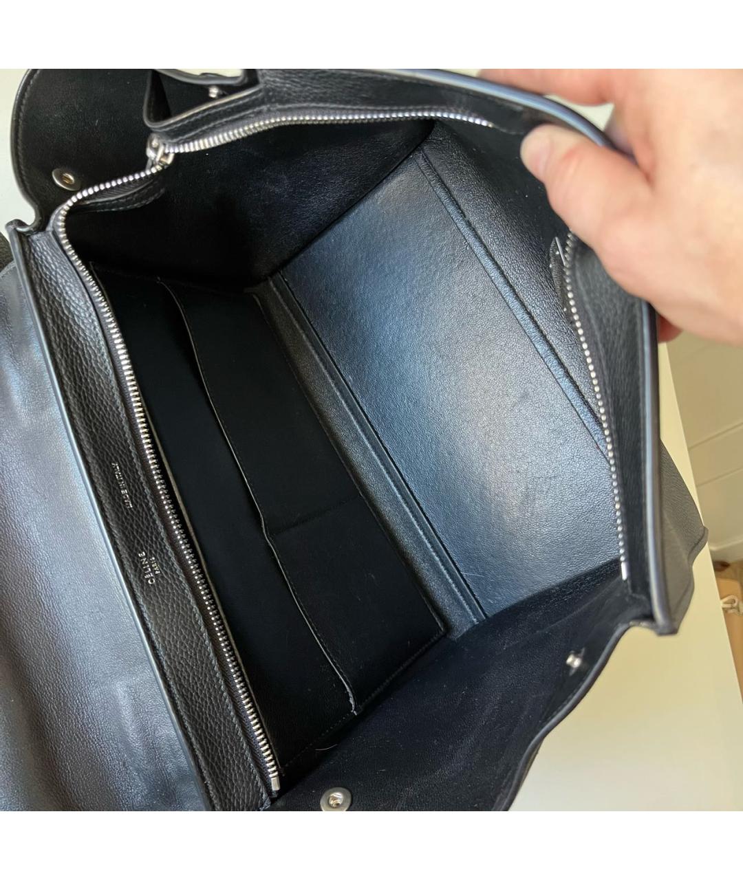 CELINE Черная кожаная сумка с короткими ручками, фото 7