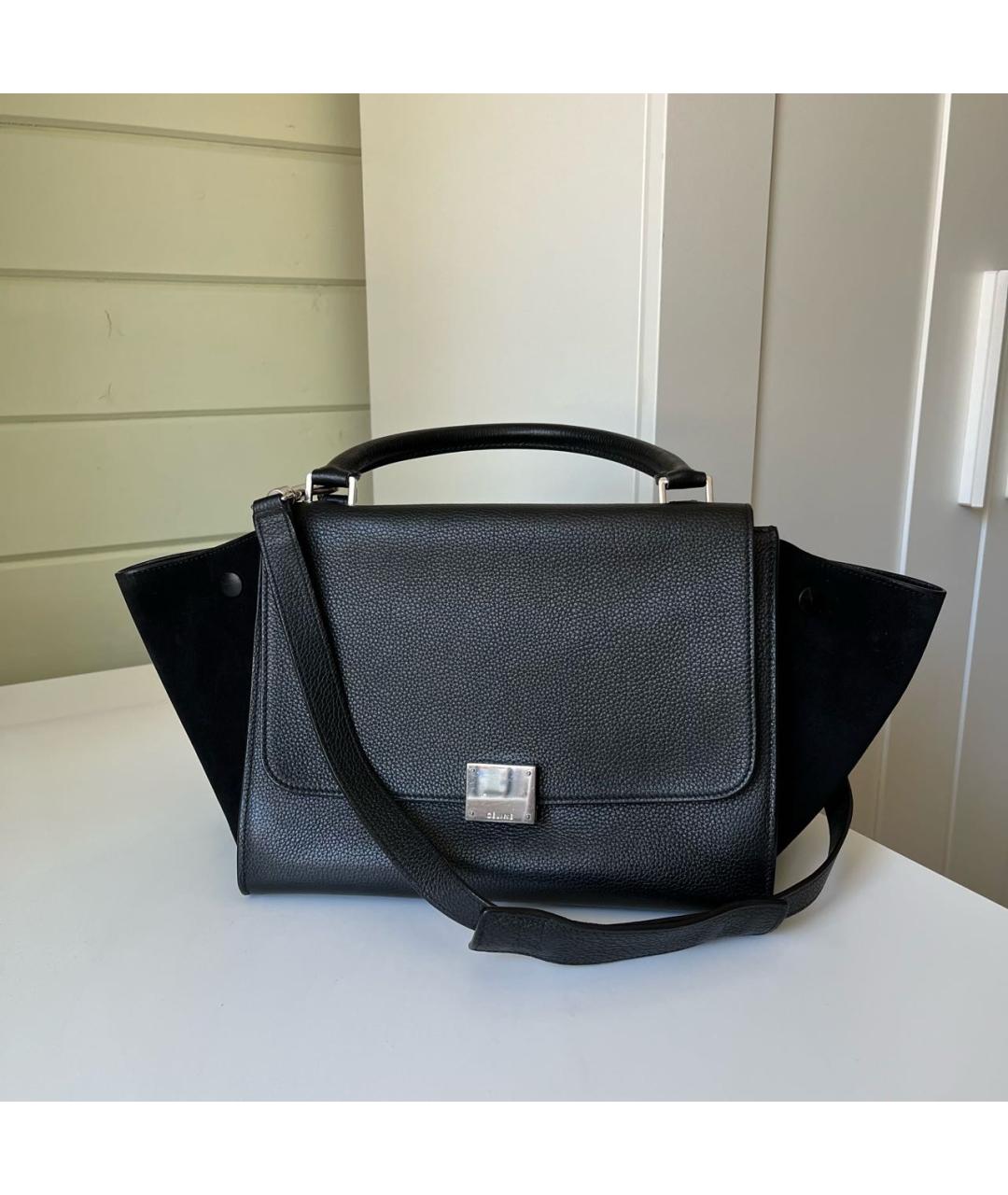 CELINE Черная кожаная сумка с короткими ручками, фото 9