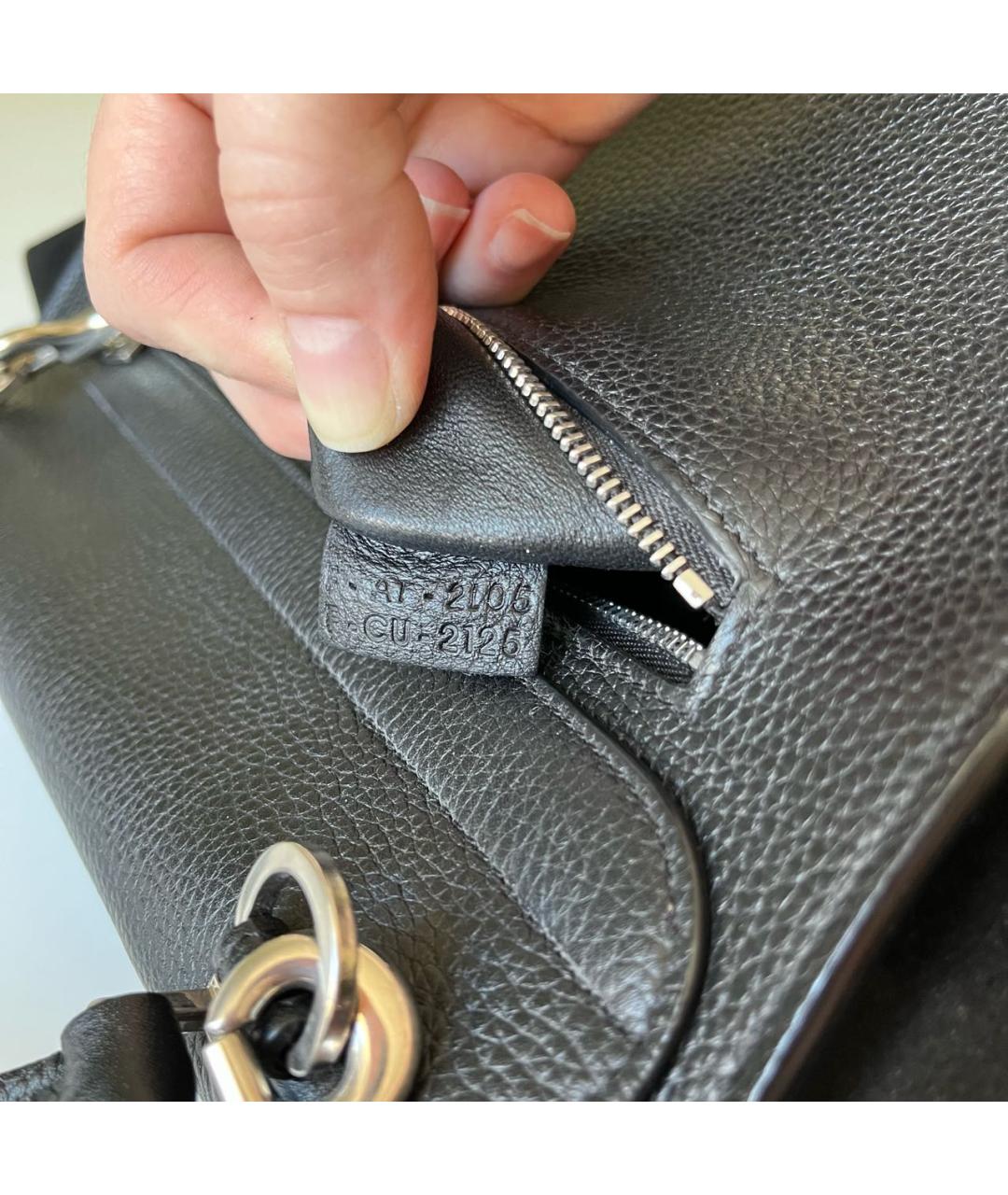 CELINE Черная кожаная сумка с короткими ручками, фото 6