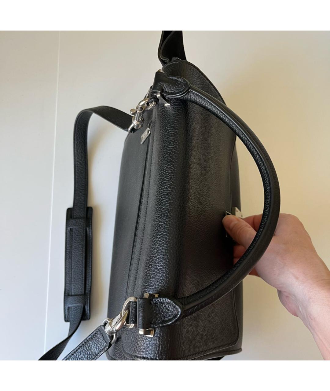 CELINE Черная кожаная сумка с короткими ручками, фото 5