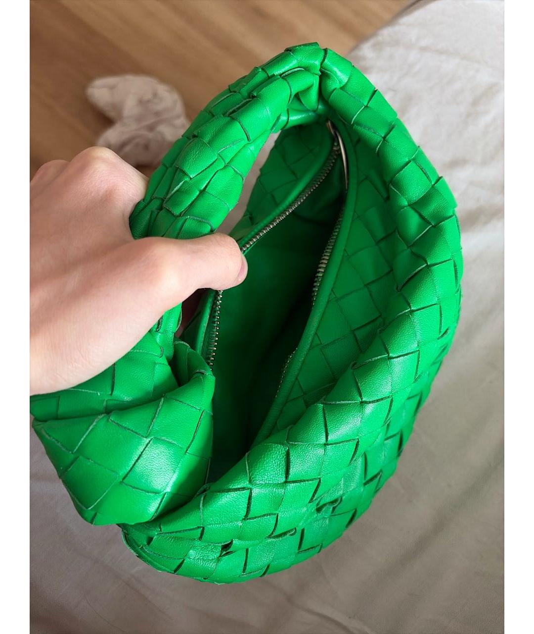 BOTTEGA VENETA Зеленая кожаная сумка с короткими ручками, фото 4