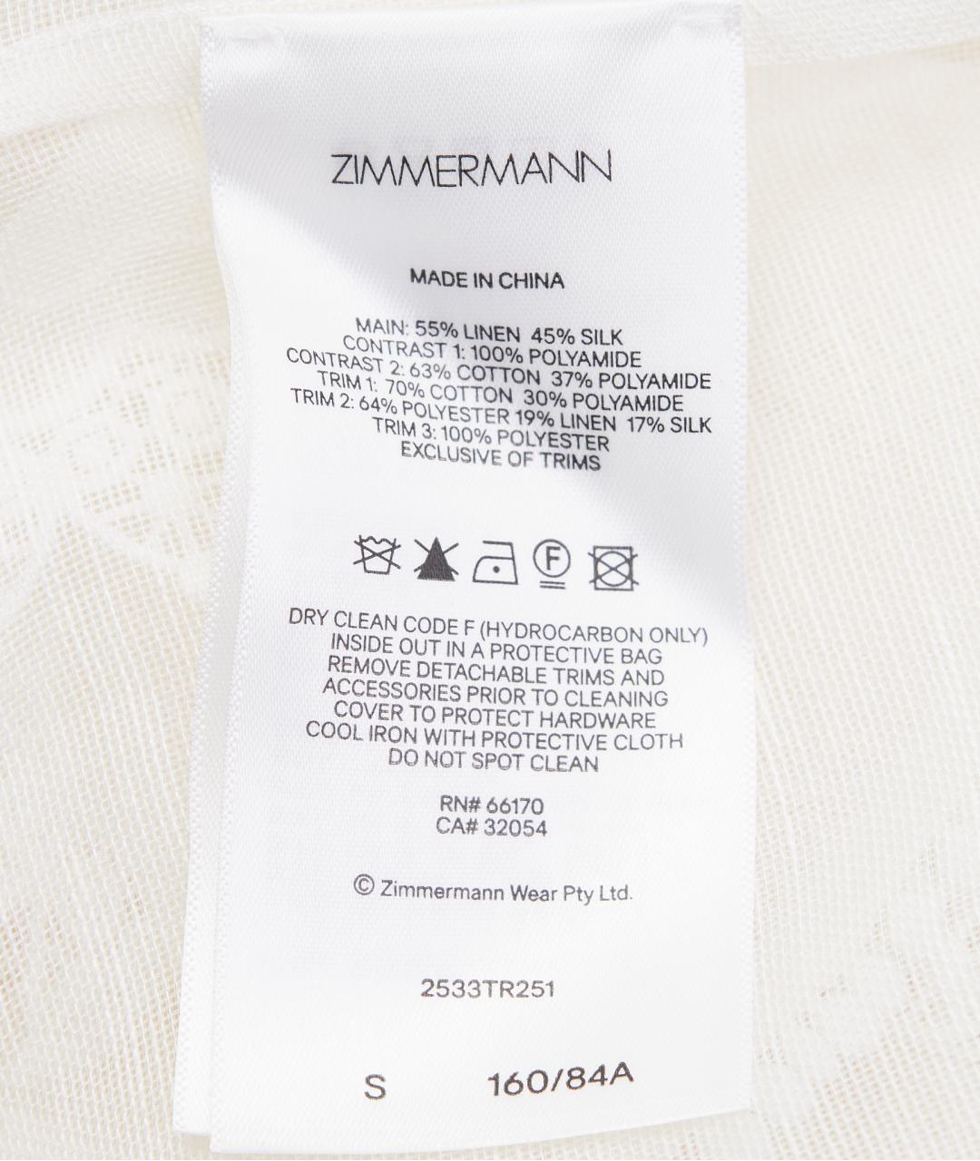 ZIMMERMANN Белая льняная блузы, фото 6