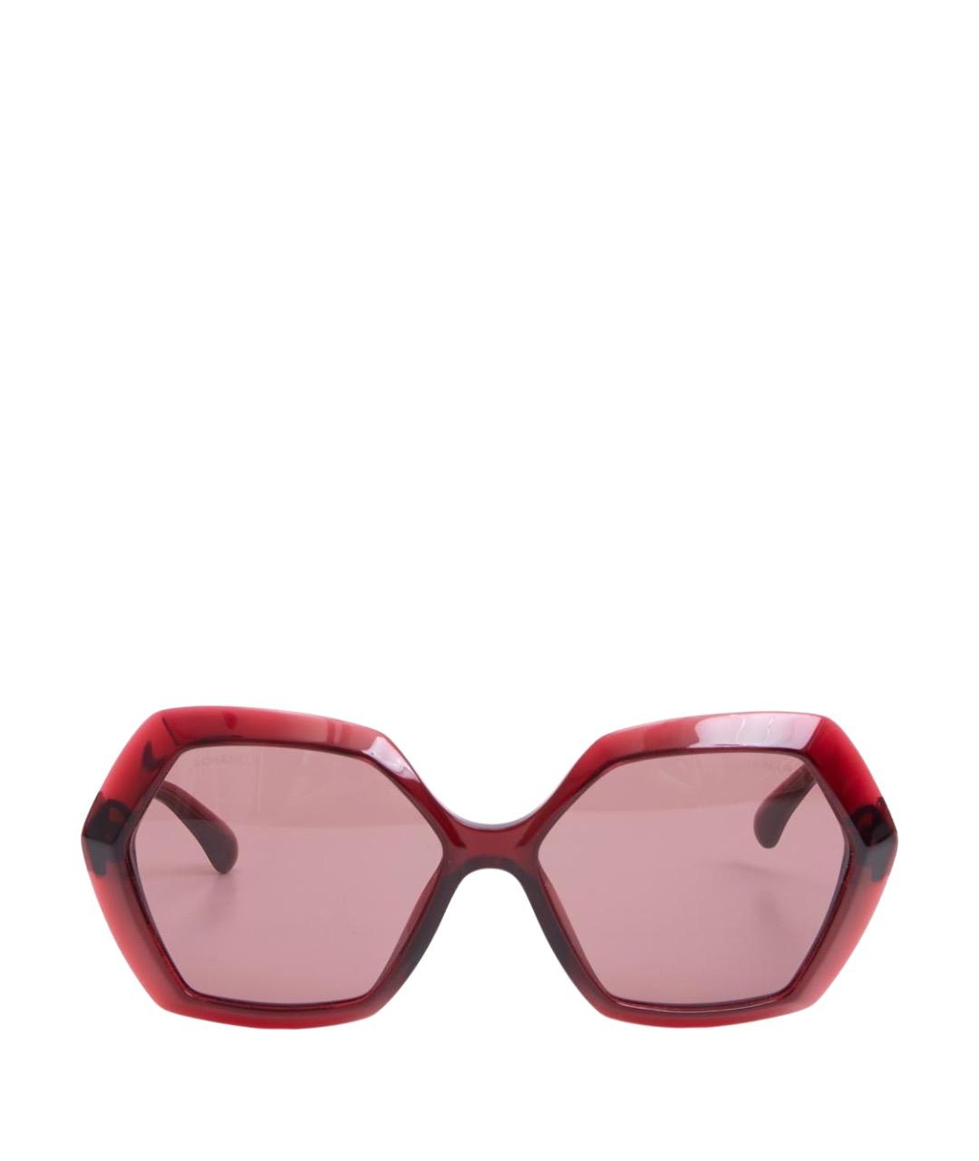 CHANEL Красные пластиковые солнцезащитные очки, фото 1