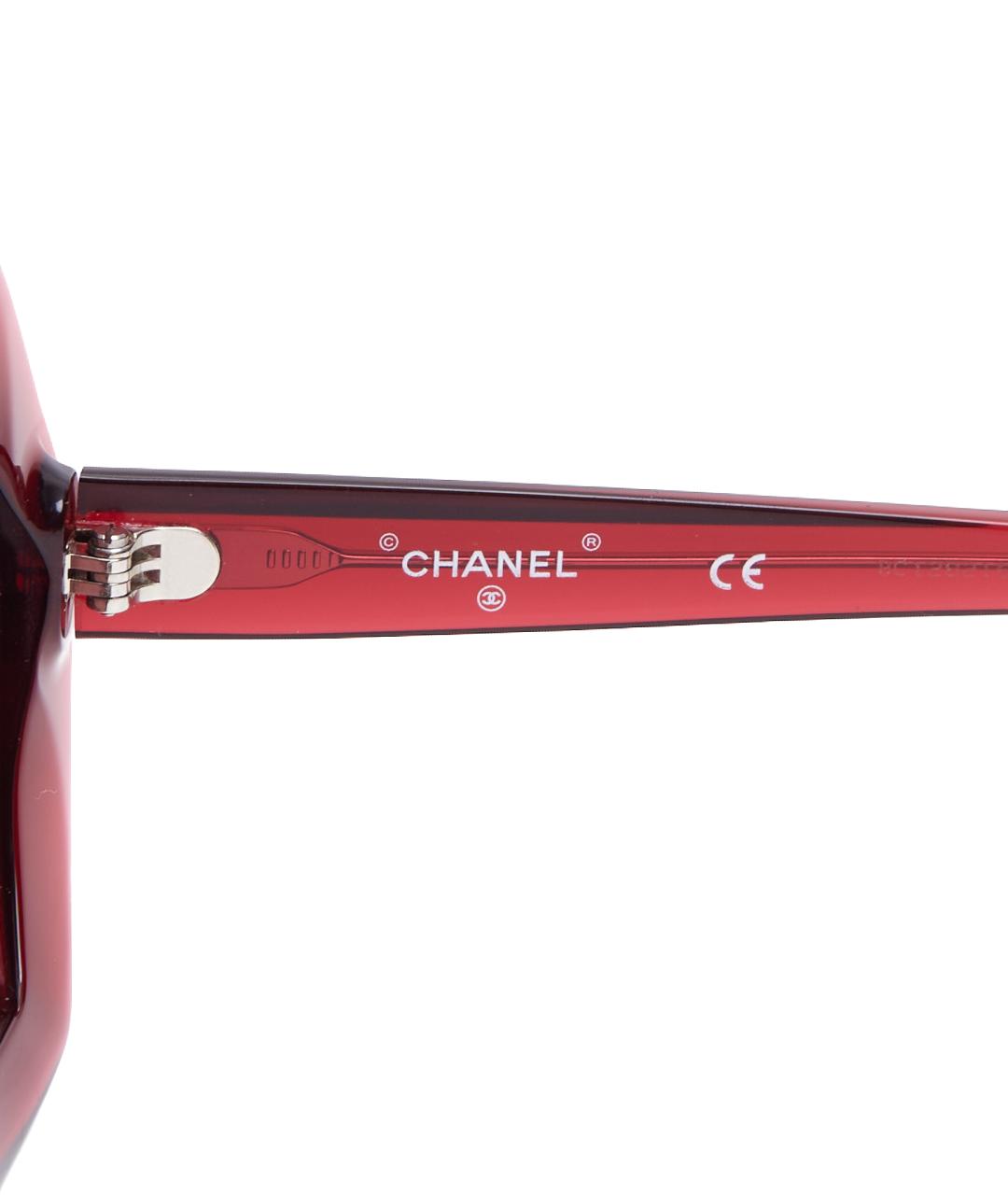 CHANEL Красные пластиковые солнцезащитные очки, фото 4