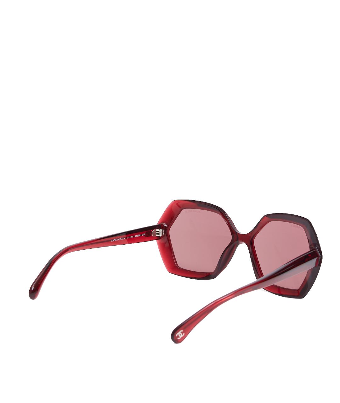 CHANEL Красные пластиковые солнцезащитные очки, фото 3